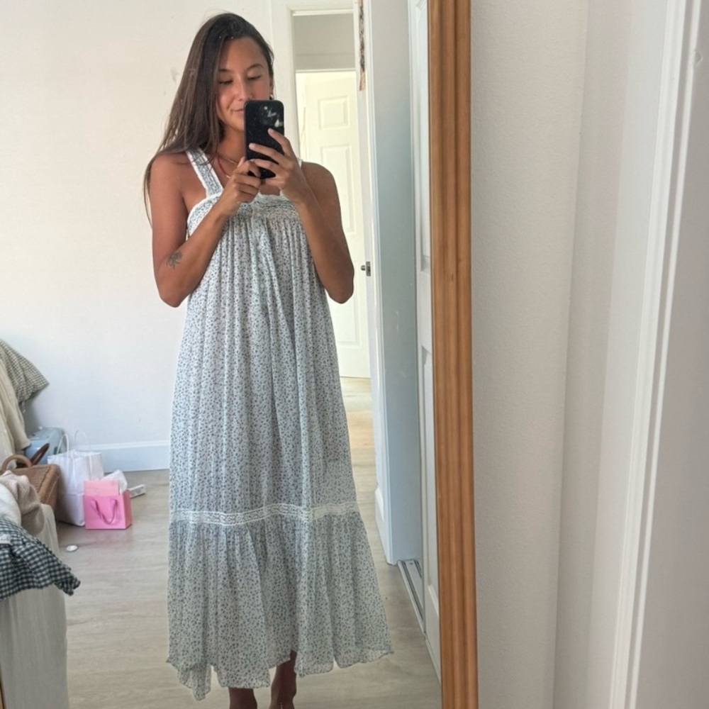 Doen Light Blue Floral Midi Dress